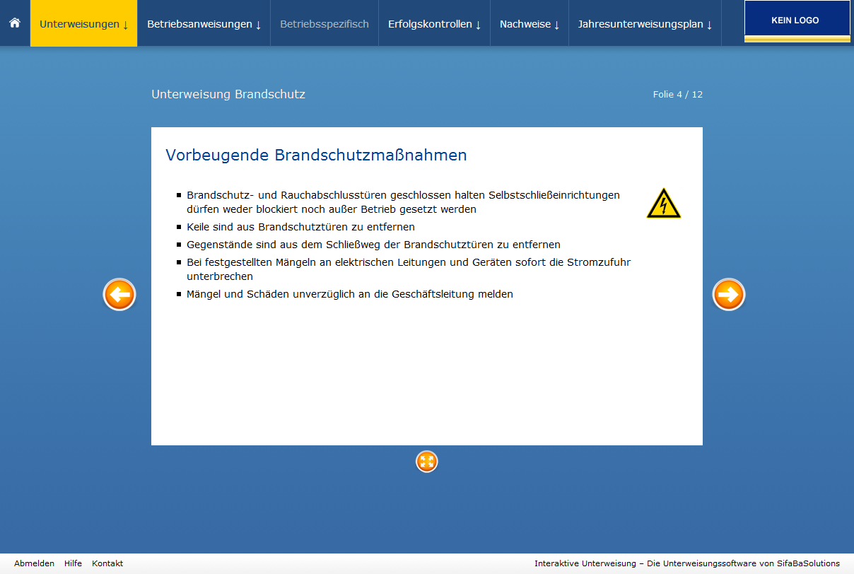 Interaktive Unterweisung Brandschutz
